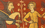 troubadour, peinture sur bois du Moyen Age